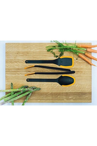 FiSKARS UTENSILE DE BUCĂTĂRIE SET 3 PIESE: LINGURĂ DE GĂTIT, SPATULĂ, CLEȘTE