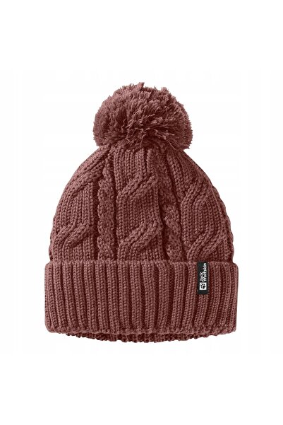 Jack Wolfskin Căciulă de iarnă cu pompon, roșu mineral, mărime unică