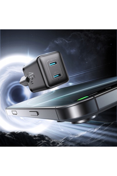 NO BRAND Încărcător de rețea 2x USB-C EU 45 W – negru