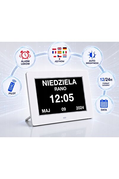 NO BRAND Calendar digital pentru seniori, 7'', ceas, zi a săptămânii, alarmă,...