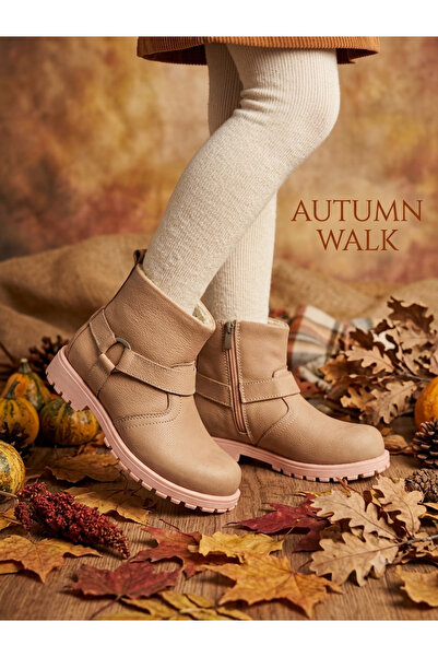 nuh kids Genuine Leather Powder Orthopedic Zippered Girls' Boots