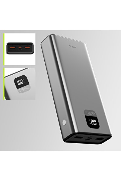 NO BRAND Baterie externă cu afișaj, 2x USB-A 1x USB-C 22.5W 20000mAh PD QC, A...