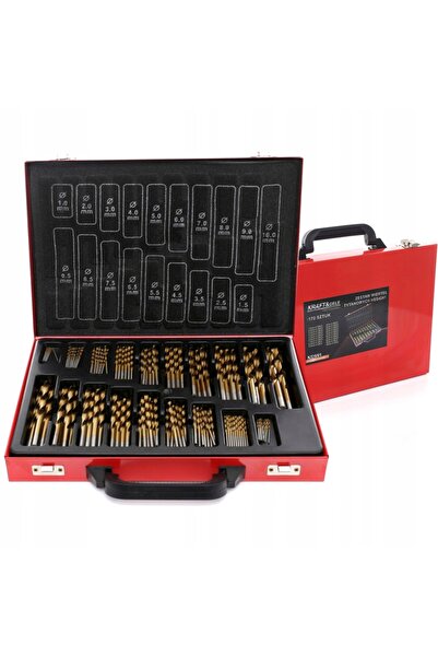 Kraft&dele Set de 170 de burghie din HSS cu titan, pentru metal, în cutie de ...