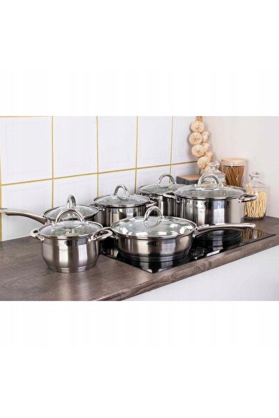 NO BRAND Set de vase de gătit pentru inducție și gaz, tigăi și cratițe din oț...