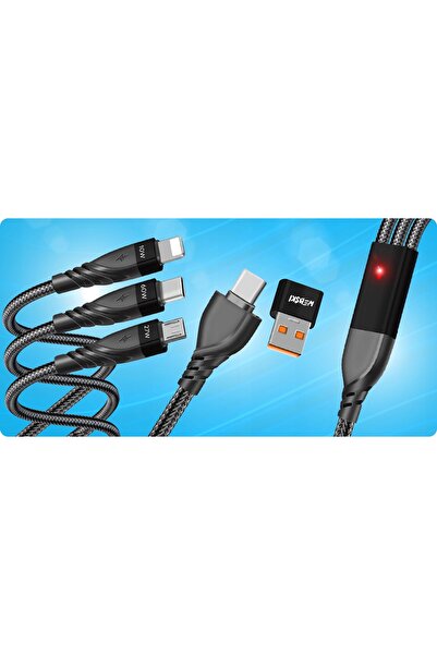 NO BRAND Încărcător QC + Cablu USB 3-în-1 pentru încărcarea telefonului