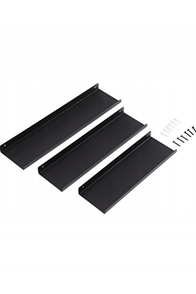 SONGMICS Etajeră metalică de perete neagră, KIT 3 unități