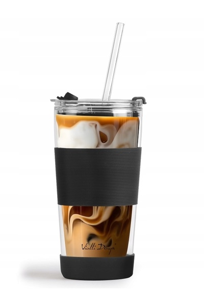 Vialli Design VIALLI TAZA Pahar termic din sticlă cu perete dublu, cu pai, pe...