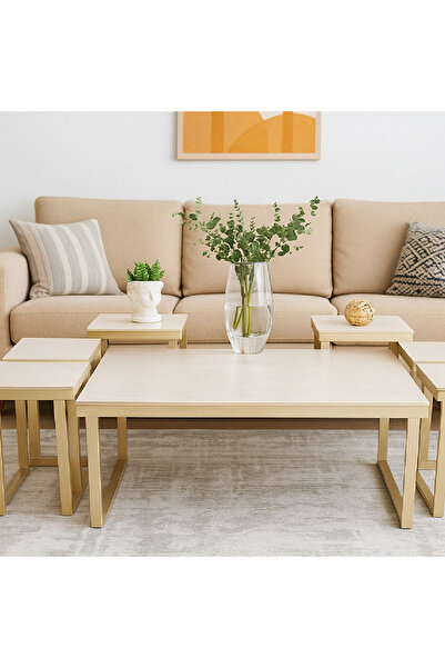 GLAMOURE HOME طقم طاولات خدمة وضيافة متداخلة (5 قطع)