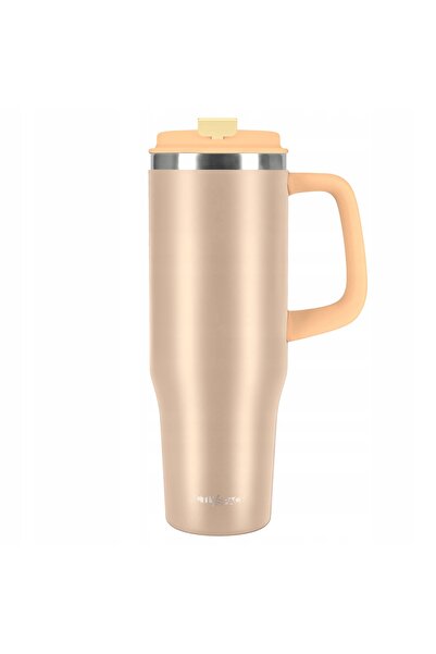 NO BRAND Cana termică cu pai, termos cu mâner pentru cafea și ceai, etanșă, 1...