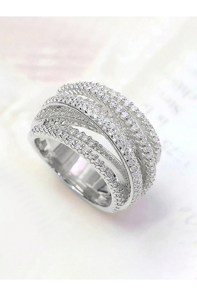 Choice4 7 Silver 925 Sterling Silver Fashion Full Zircon Round Wind Ring For ...