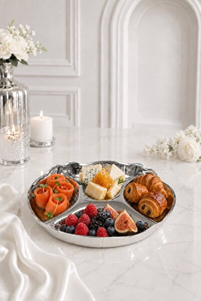 rova tr Iridium Titanium Coated Glass Presentation Plate – Divided Snack Plat...