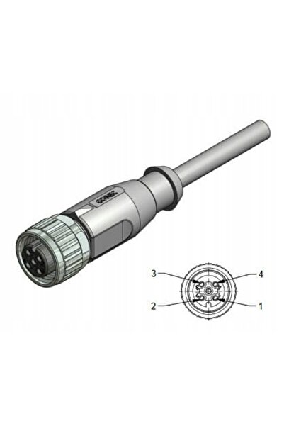 NO BRAND Conector mamă drept M12 cu 4 pini, cablu de 3m (43-10021) Conec