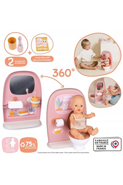Smoby Set toaletă bidirecțională pentru păpuși, cu accesorii și mobilier, pen...