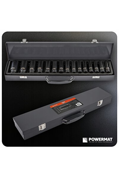 Powermat SET 15 bucăți BITURI PENTRU ANVELOPE 10-32mm 1/2 " 78mm HEX CrV CASE...