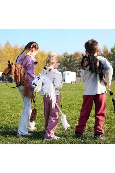 NO BRAND Cal de joacă A4 pe băț, Hoppihorse cu fluieruri, accesorii albe incluse