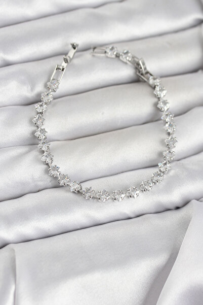 Generic Brand Square Zircon Stone Silver Color Brass Waterway Women's Bracelet