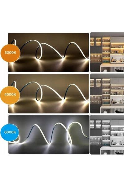 NO BRAND Bandă LED Neon COB 24V 5m 400 diode/m 4000K ALB NEUTRU SUBȚIRE 5MM L...