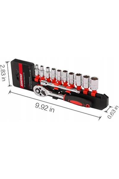 NO BRAND Set de chei tubulare cu clichet de 1/4 ", 12 piese, cromat
