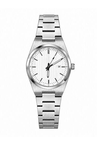 Aybars Erkek Kol Saati, Çelik Kordon, Beyaz Kadran Quartz Analog Bilek Saati