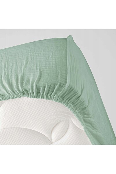Douceur D'INTERIEUR Cearșaf de pat cu elastic din muselină verde 140x190 bumbac