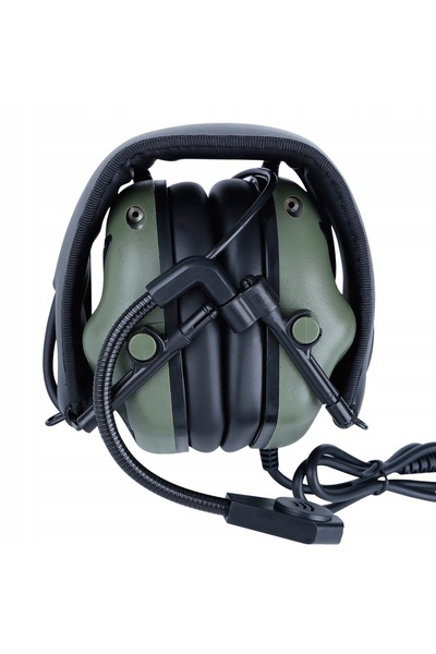ITIMPORT Căști militare tactice profesionale verzi cu microfon