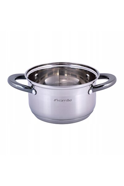 Kamille Vas de gătit cu capac, tradițional, 1,5L, din oțel, 16cm, pentru indu...