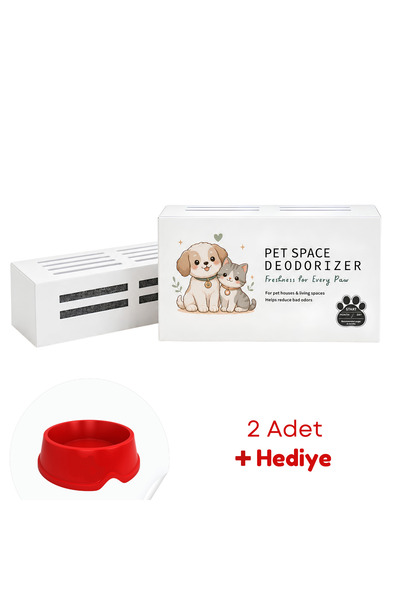 Pet Space Deodorizer 2’li Doğal Aktif Karbon Koku Giderici – Kedi Kumu ve Evcil Hayvan Alanları İçin Parfümsüz (Mama/Su Kabı Hediyeli)