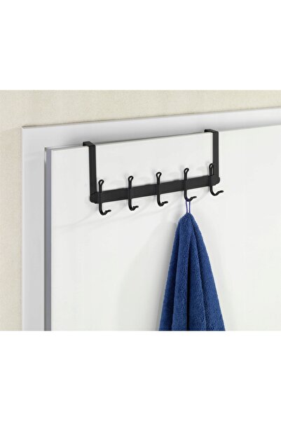 Wenko AGAGERĂ PENTRU UȘĂ DE BAIE CU 5 CÂRLIGE PENTRU PROSOAPE, METAL NEGRU, 3...