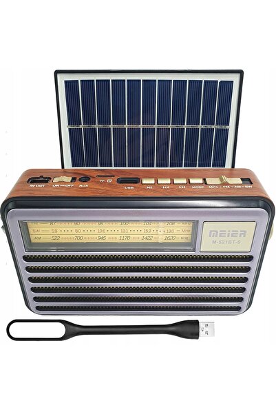 LTC Radio retro cu panou solar FM Bluetooth USB SD AUX Lumină USB Mov deschis