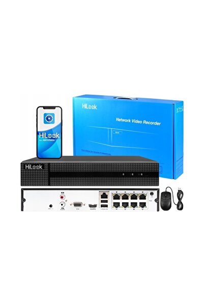 Hikvision Înregistrator IP HiLook pentru supraveghere PoE cu 8 porturi, Detec...
