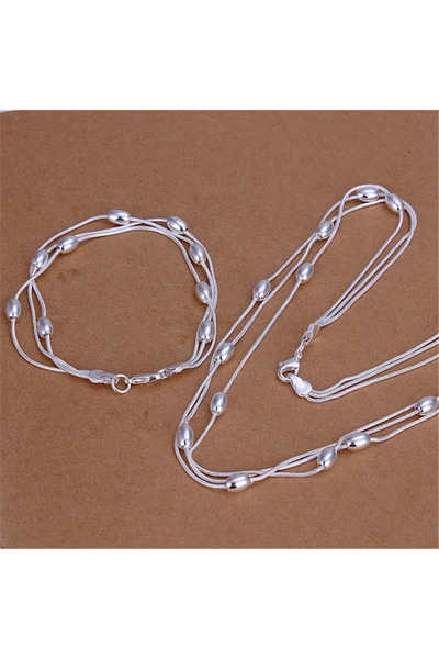 Choice 45cm and 20cm Charm 925 Sterling Silver Bracelets necklace Jewelry set...