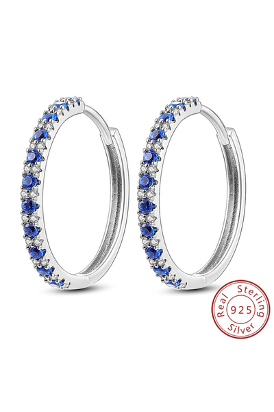 Choice21 KTE028 925 Sterling Silver Hoop Earrings Large Round Simple Zirconia...