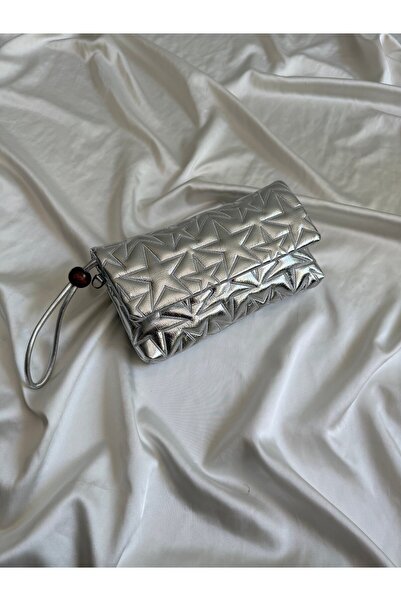 Mia Collection Star Cover Model Clutch Bag, Portfolio Bag, Handbag Silver