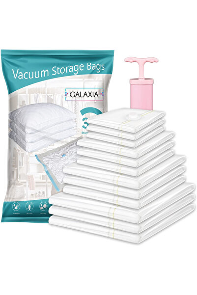 Galaxia Set 12 Saci Vidat Haine cu Pompa - Solutie Organizare Spatiu Transparent