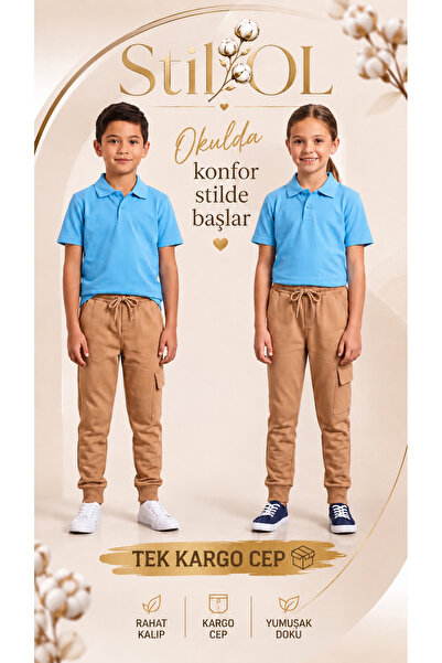 Stilol Children's Cargo Pocket Comfortable Fit Elastic Waist Daily Sports Sch...