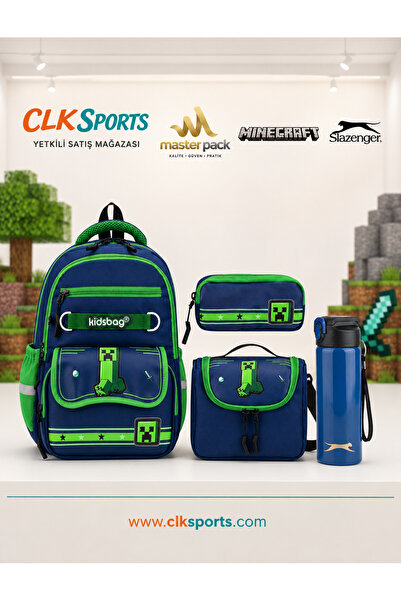Sports MİNECRAFT Ultra Lux Okul Sırt Çantası , Beslenme Çantası Kalemlik Seti...