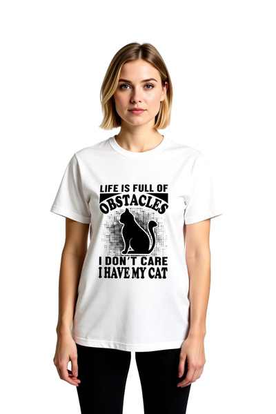 PayBuy Life Filled with Cat Love Printed Women's T-Shirt