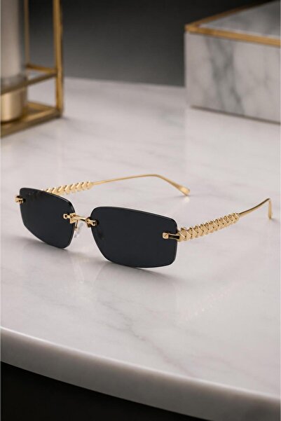 Nilu Moda LÜX KRİSTAL GOLD ÖRME DETAYLI KADIN GÜNEŞ GÖZLÜĞÜ