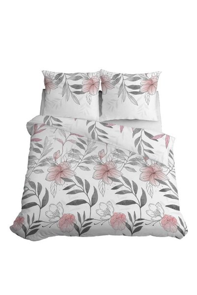 Detexpol Lenjerie de pat din satin 160x200 Flori Frunze Pastelate Deschise
