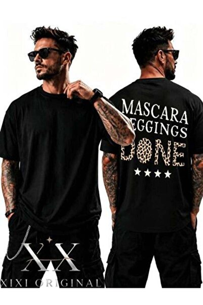 NOURAM Men's MASCARA LEGGINGS DONE Graphic T-Shirt - Oversized Casual Round N...