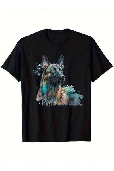 29CUN Dutch Shepherd Watercolor Art Crew Neck-Shirt Patriotic Vintage Party A...