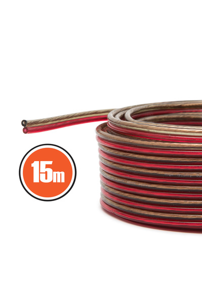 Alista Home Cablu audio OFC 2x0.5mm pentru difuzoare, cablu transparent roșu-...