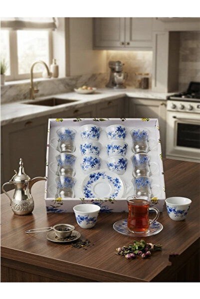 oksana Tea Pots and Coffee Cups Sets 18Pcs Glass Tea Set - Premium Glass Serv...