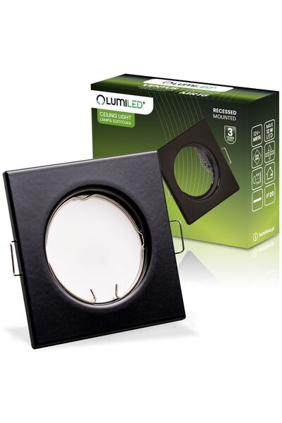 Lumiled PAVO MR16 Corp de iluminat halogen fix, pătrat, din tablă neagră