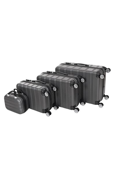 DARO Set 3 valize de calatorie + geanta cosmetice, gri inchis