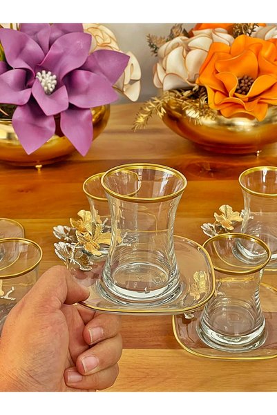 P&ORA PREMIUM KITCHEN PRODUCTS Zen 6-Person 12-Piece Gilded Butterfly Tea Set, Tea Set, Gift