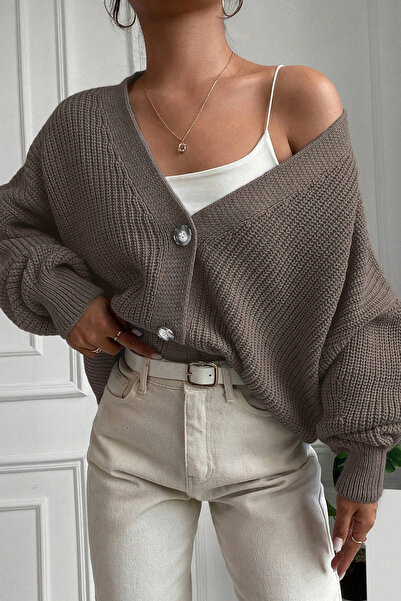 H&E LUXURY DESIGN Women'S, Knitwear Cardigan, Oversize, Buttoned, V-Neck, Loo...