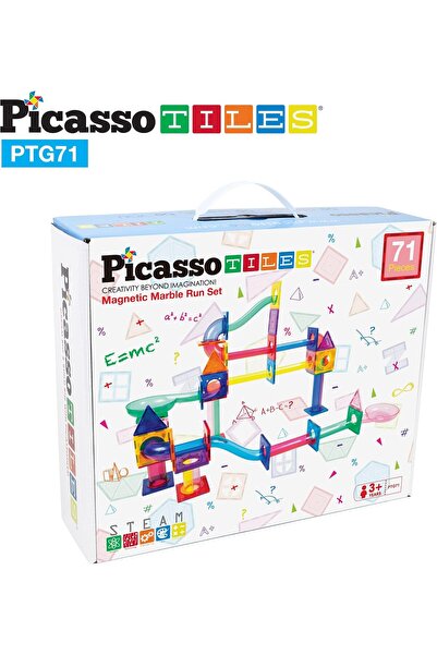 PicassoTiles Magnetic Marble Run Set, 71 Pieces