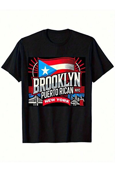 4CR Rican Brooklyn York Puerto Rico-Shirt, Loose Style New Unisex Short-Sleev...