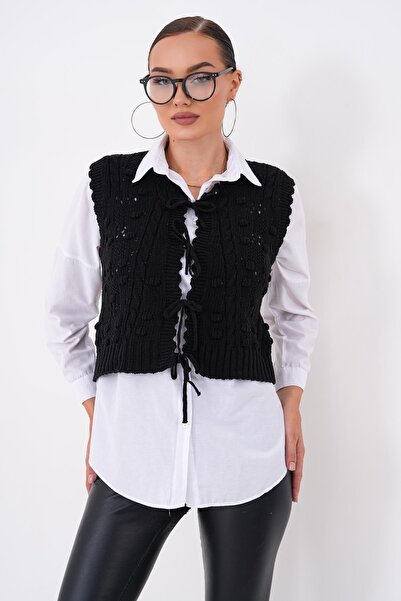 ŞİMAL Women's Front Tie Detailed Knitted Vest 260495 - 265215